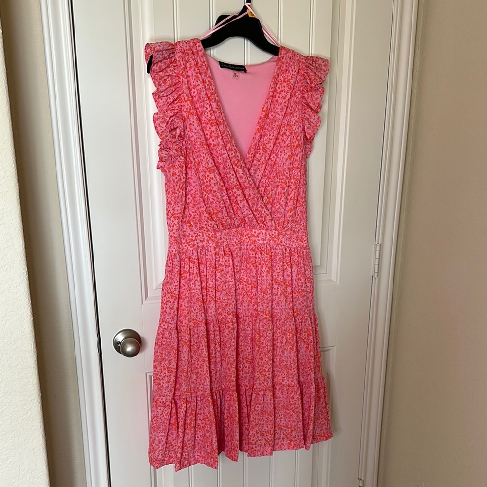 Pink Floral Ruffle Dress